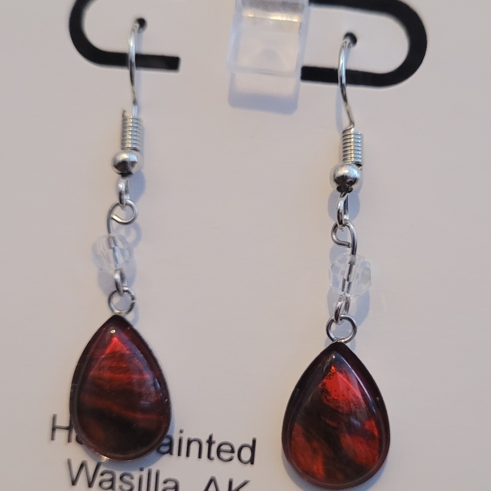 Handpainted glass earrings